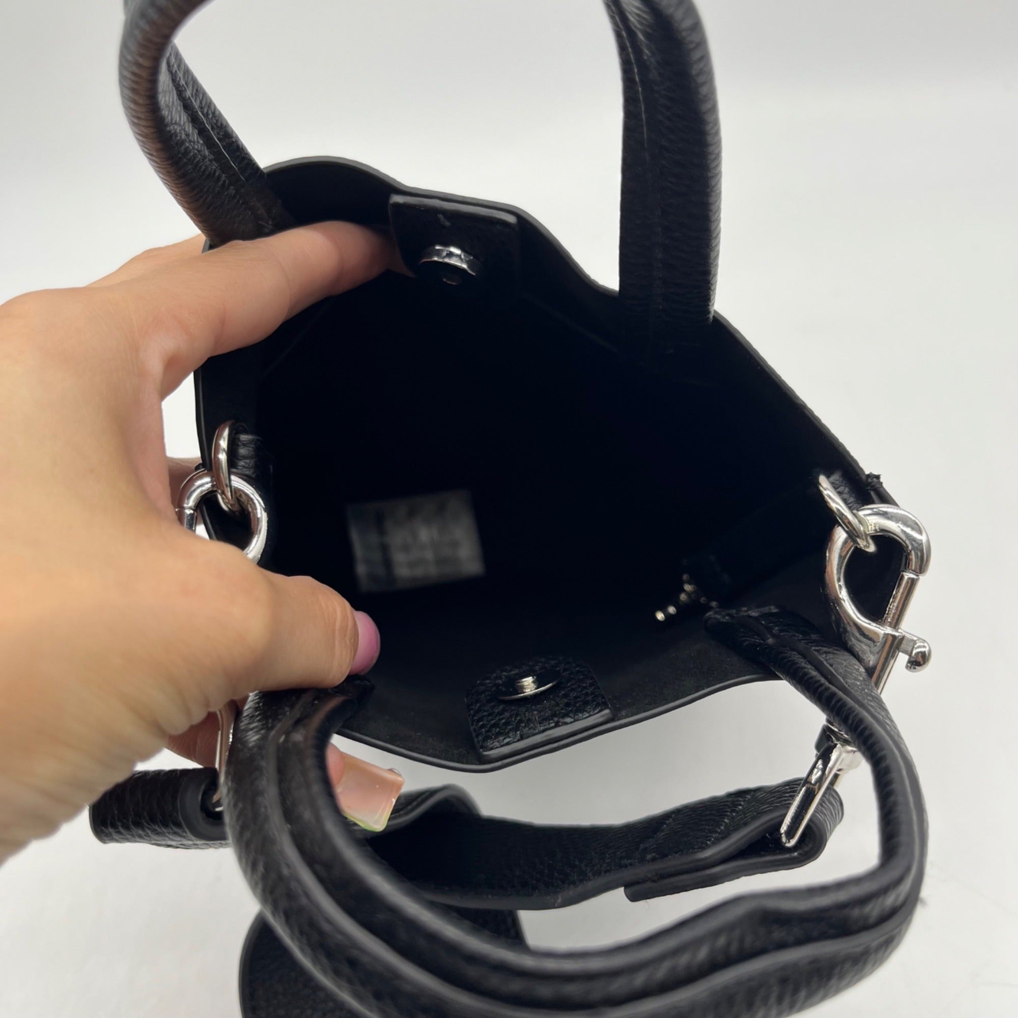 Lands End Black Pebbled Leather Tote Bag