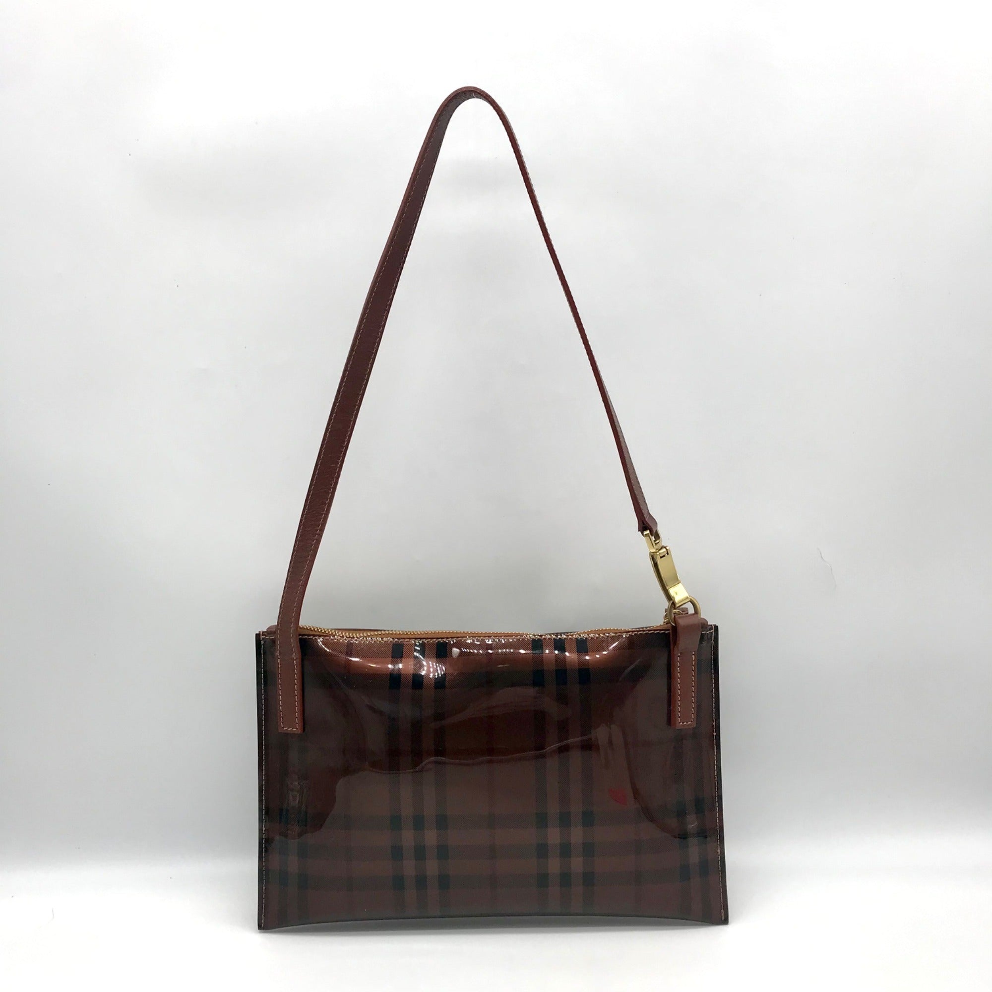 Burberry Brown Vinyl Nova Check Shoulder Bag