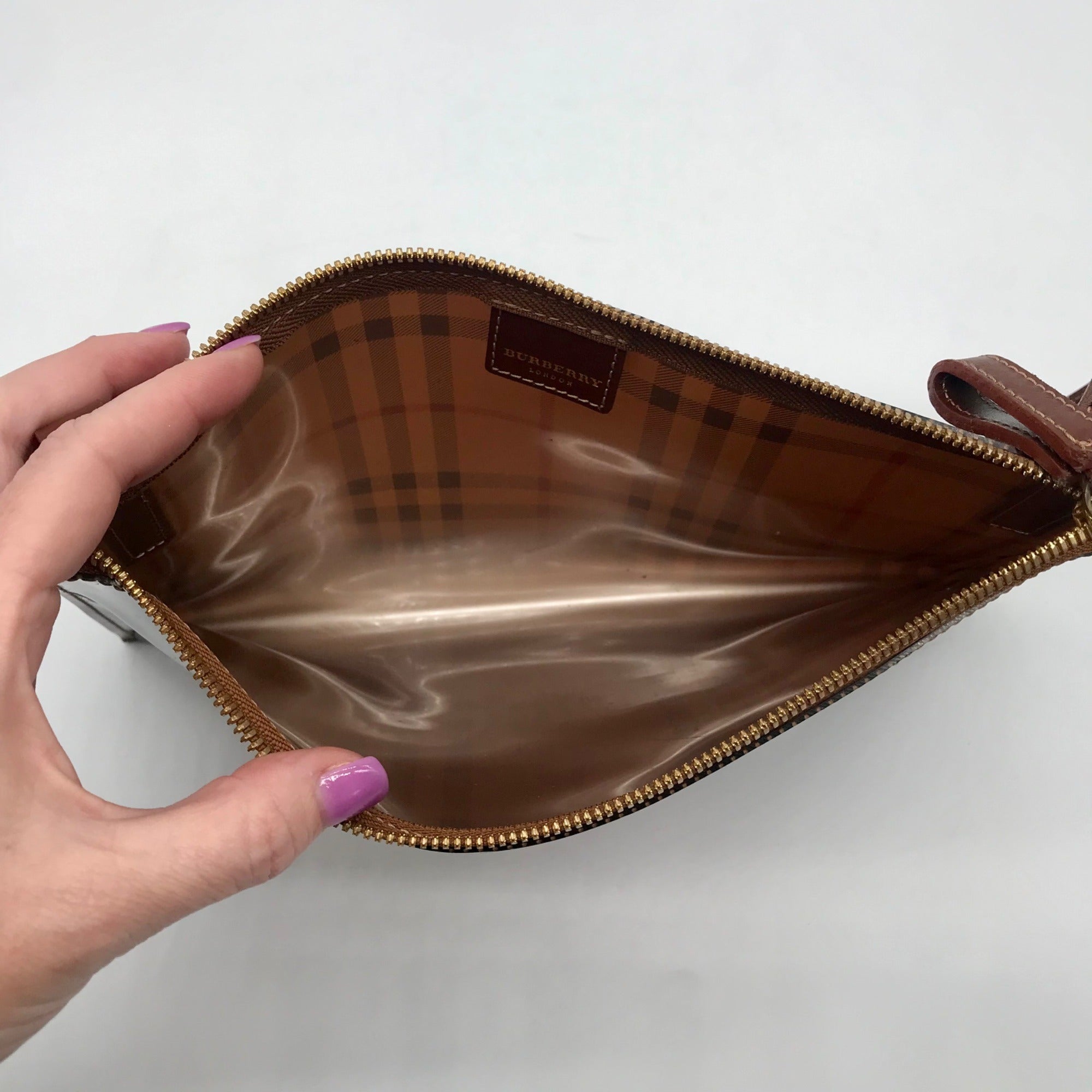 Burberry Brown Vinyl Nova Check Shoulder Bag