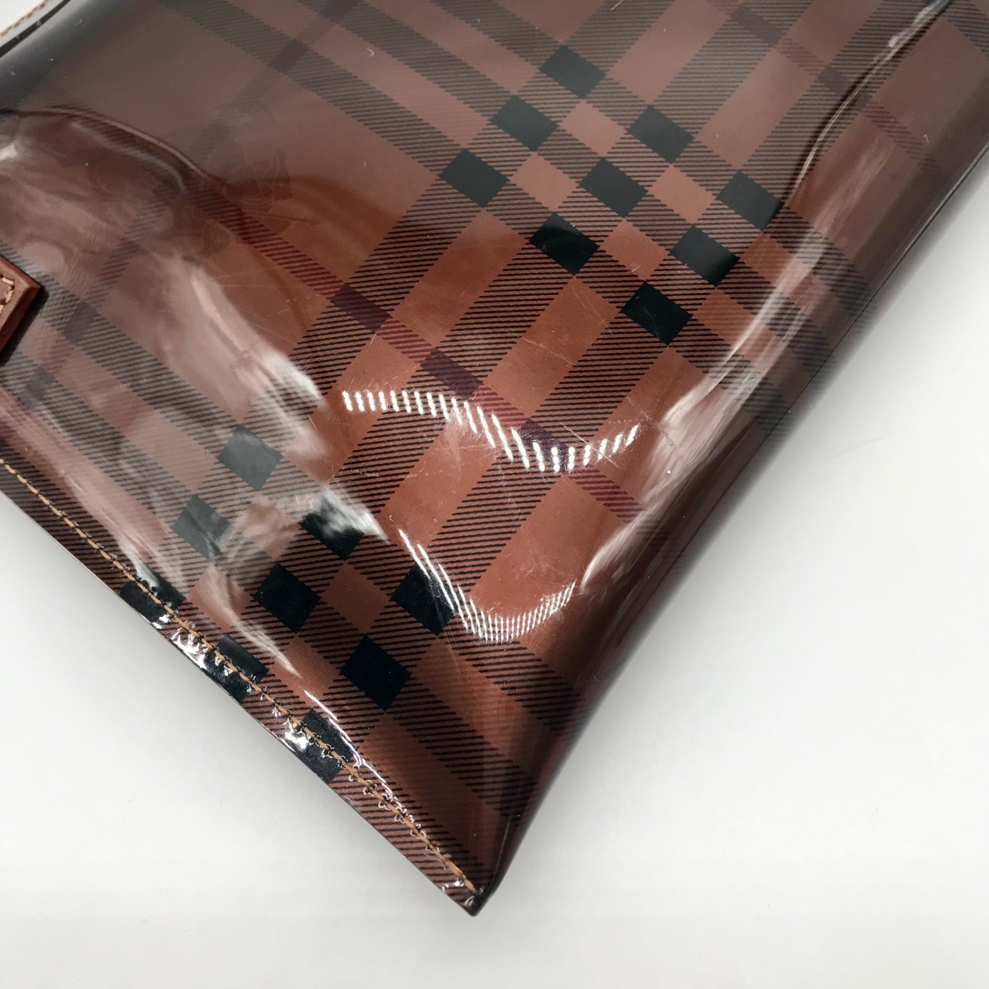 Burberry Brown Vinyl Nova Check Shoulder Bag