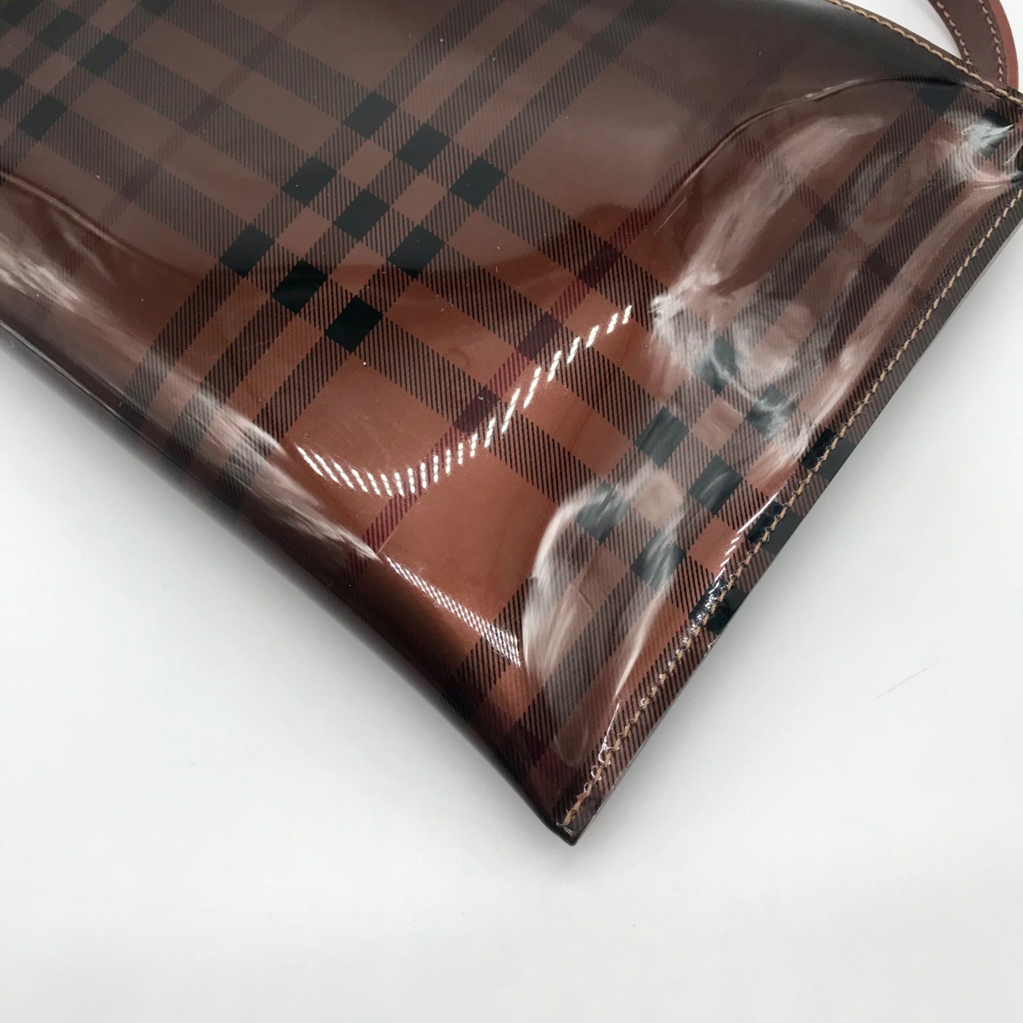 Burberry Brown Vinyl Nova Check Shoulder Bag