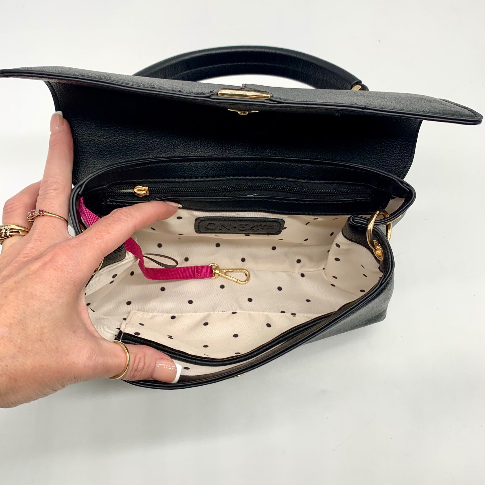 On 34th Black Kristt Solid Top Handle Convertible Satchel Bag