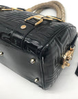 Gianni Versace Madonna Quilted Patent Leather Snap Out Of It Satchel Bag