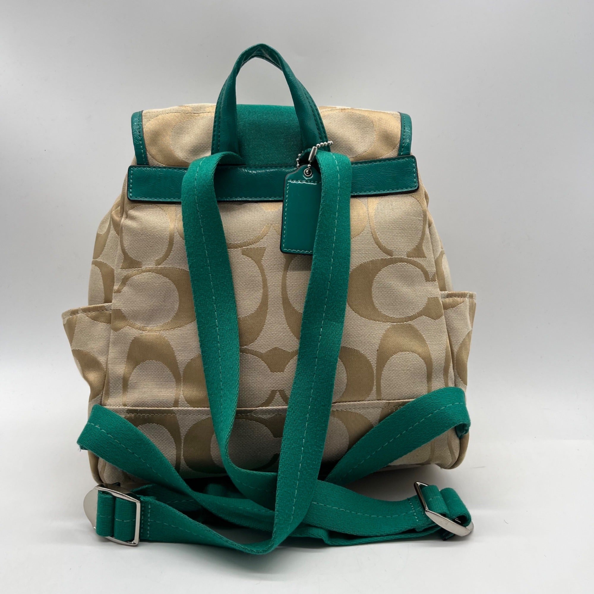 Coach Khaki And Blue Vintage Canvas Backpack