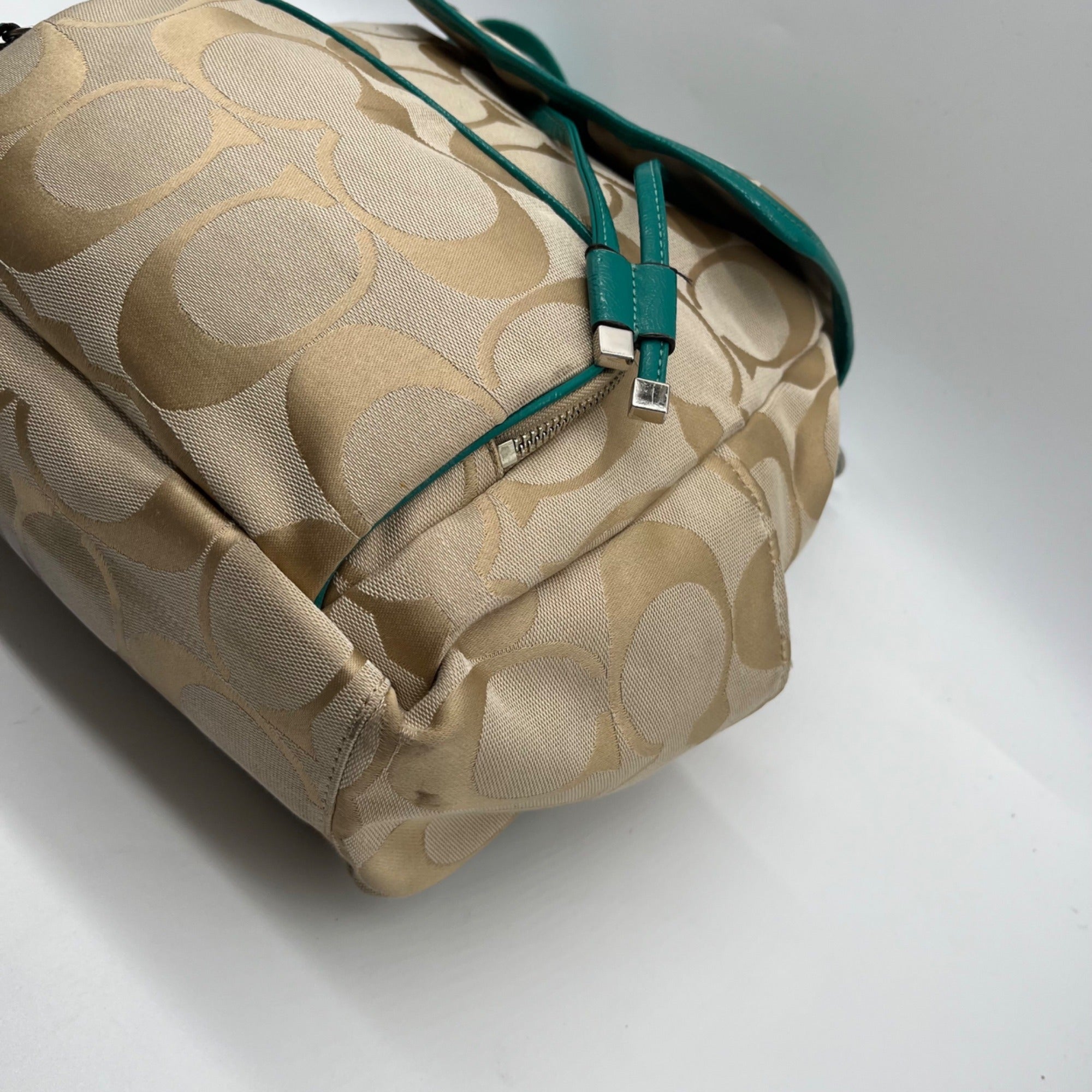 Coach Khaki And Blue Vintage Canvas Backpack