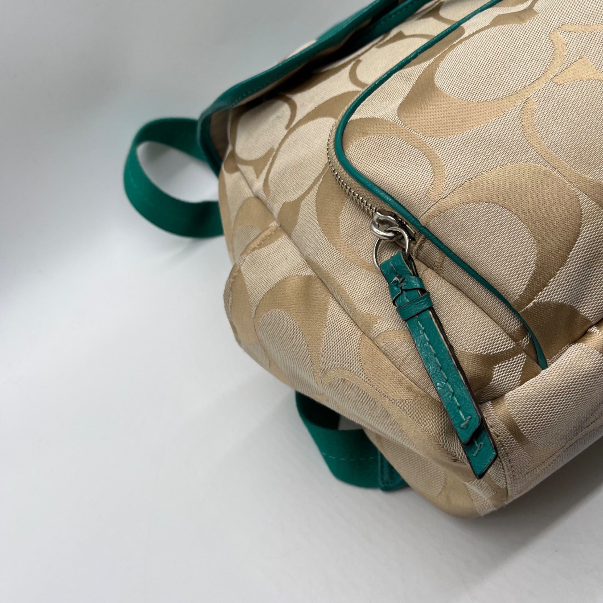 Coach Khaki And Blue Vintage Canvas Backpack