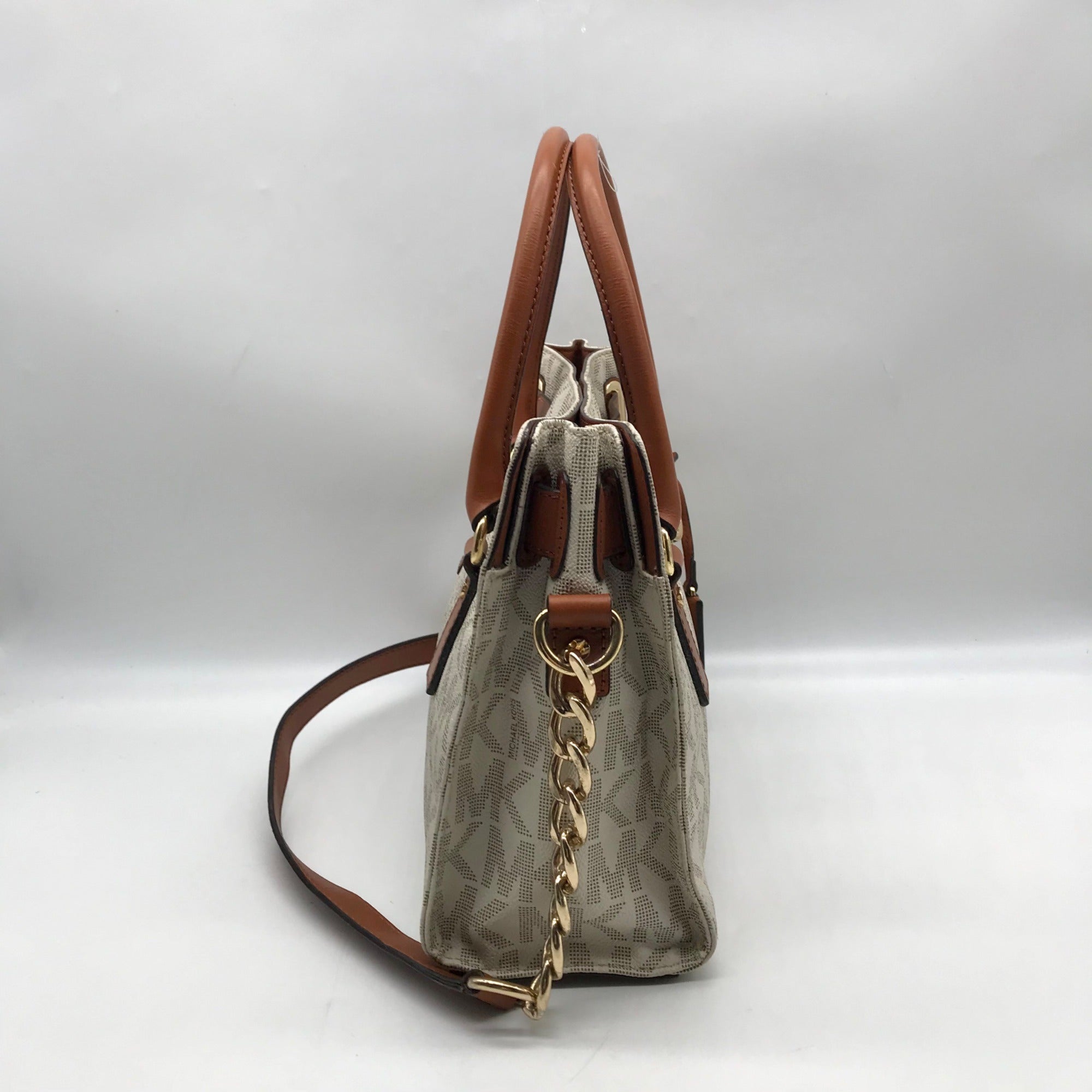 Michael Kors Ivory Monogram Canvas Hamilton Bag