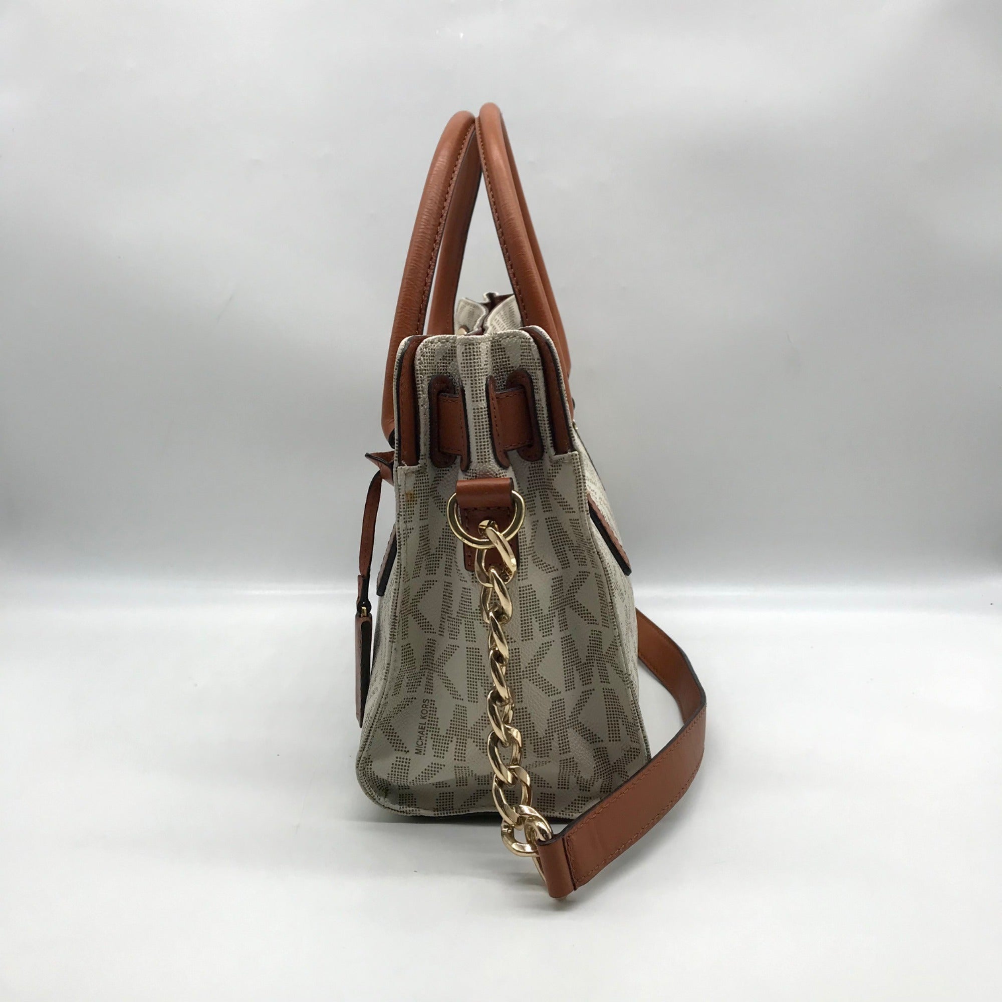 Michael Kors Ivory Monogram Canvas Hamilton Bag