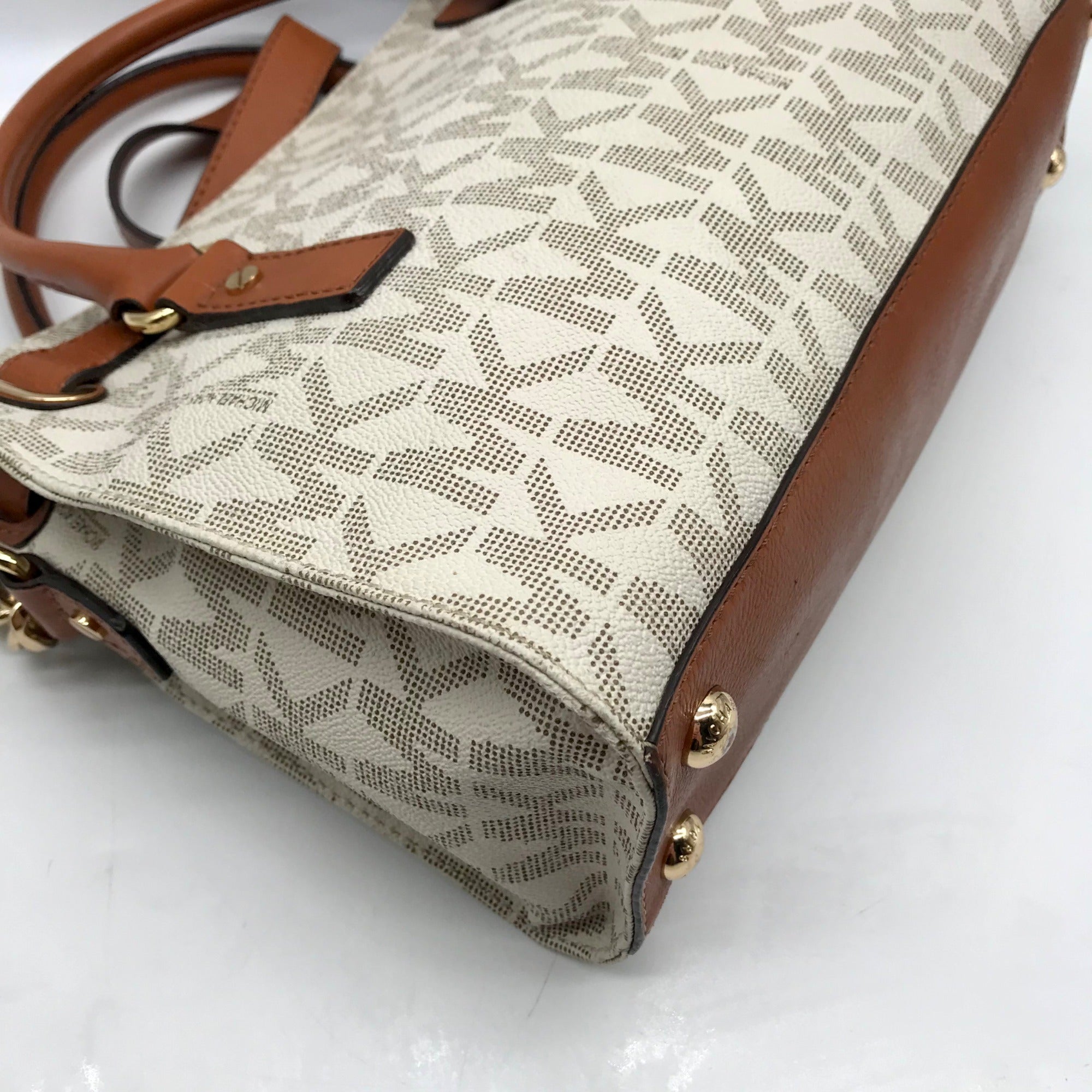 Michael Kors Ivory Monogram Canvas Hamilton Bag