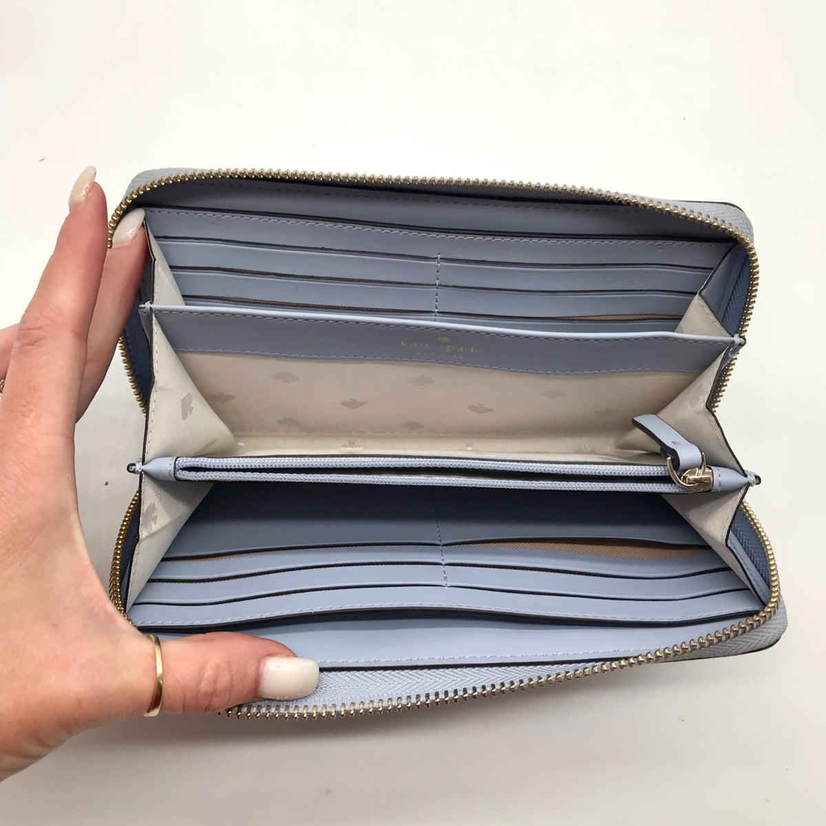 Kate Spade Baby Blue Saffiano Leather Laurel Way Neda Wallet