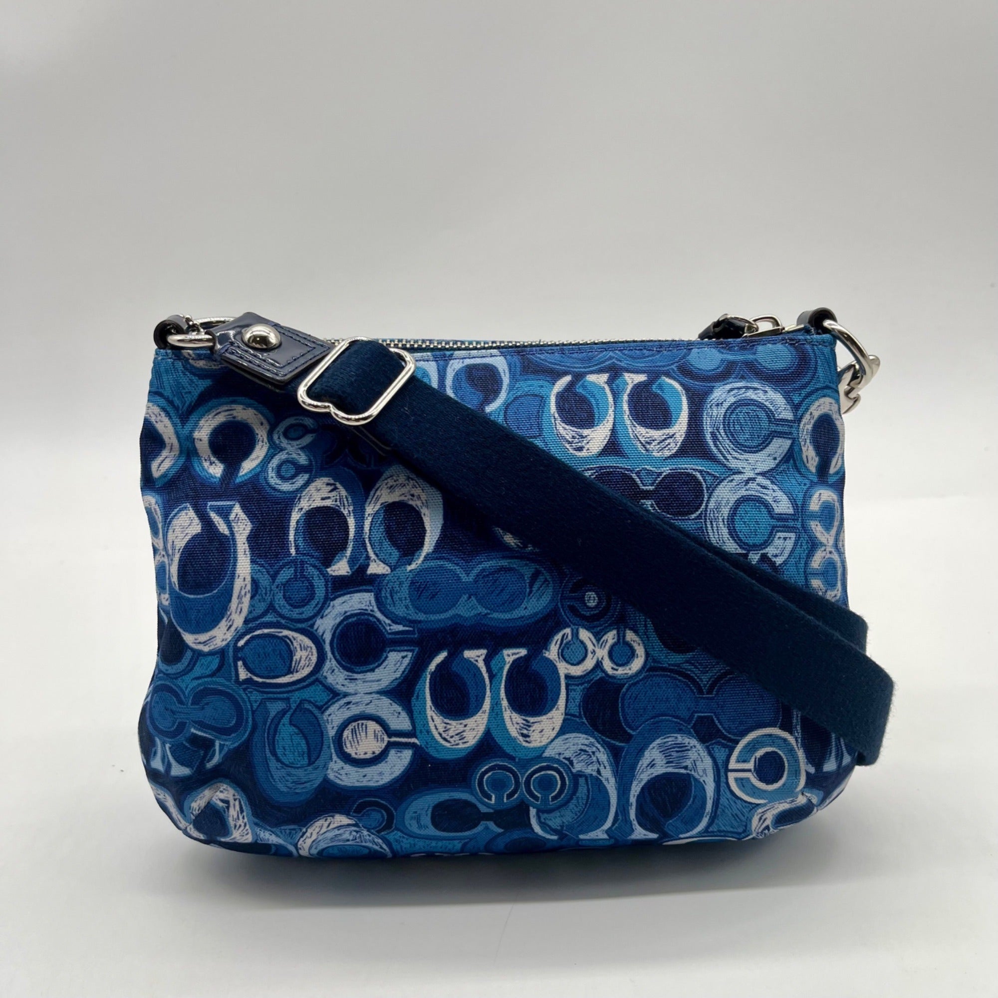 Coach Blue Fabric Poppy Shoulder Bag