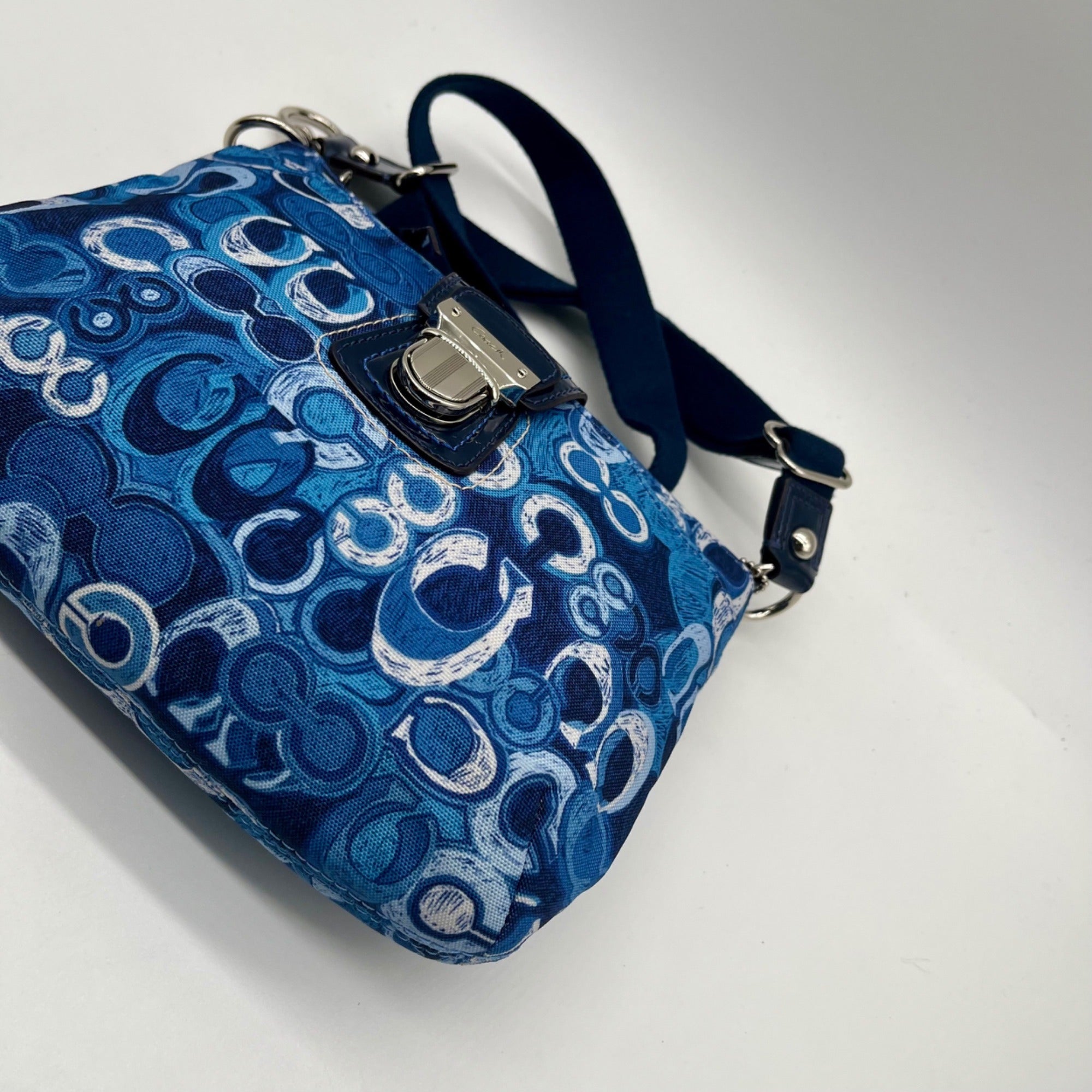Coach Blue Fabric Poppy Shoulder Bag