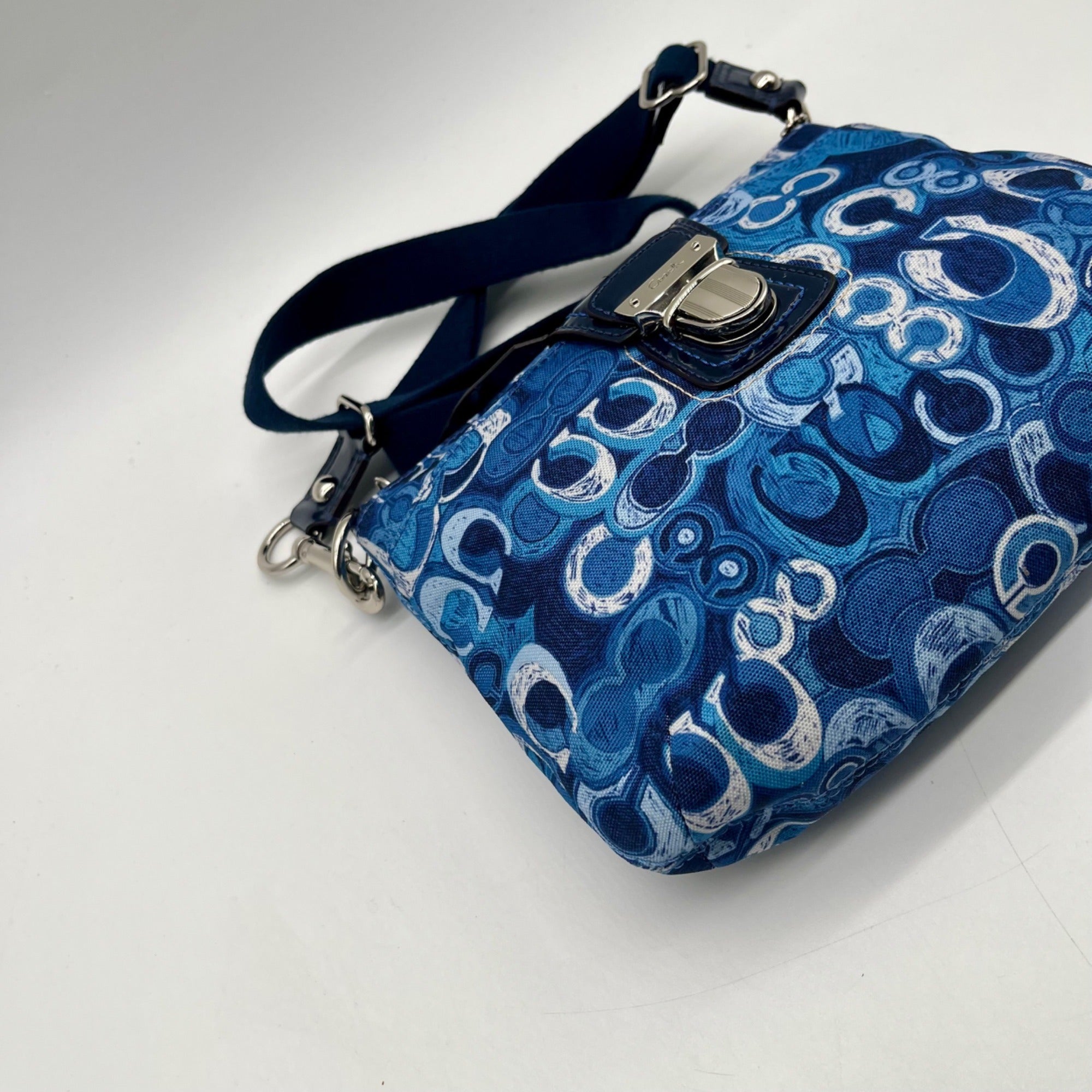 Coach Blue Fabric Poppy Shoulder Bag