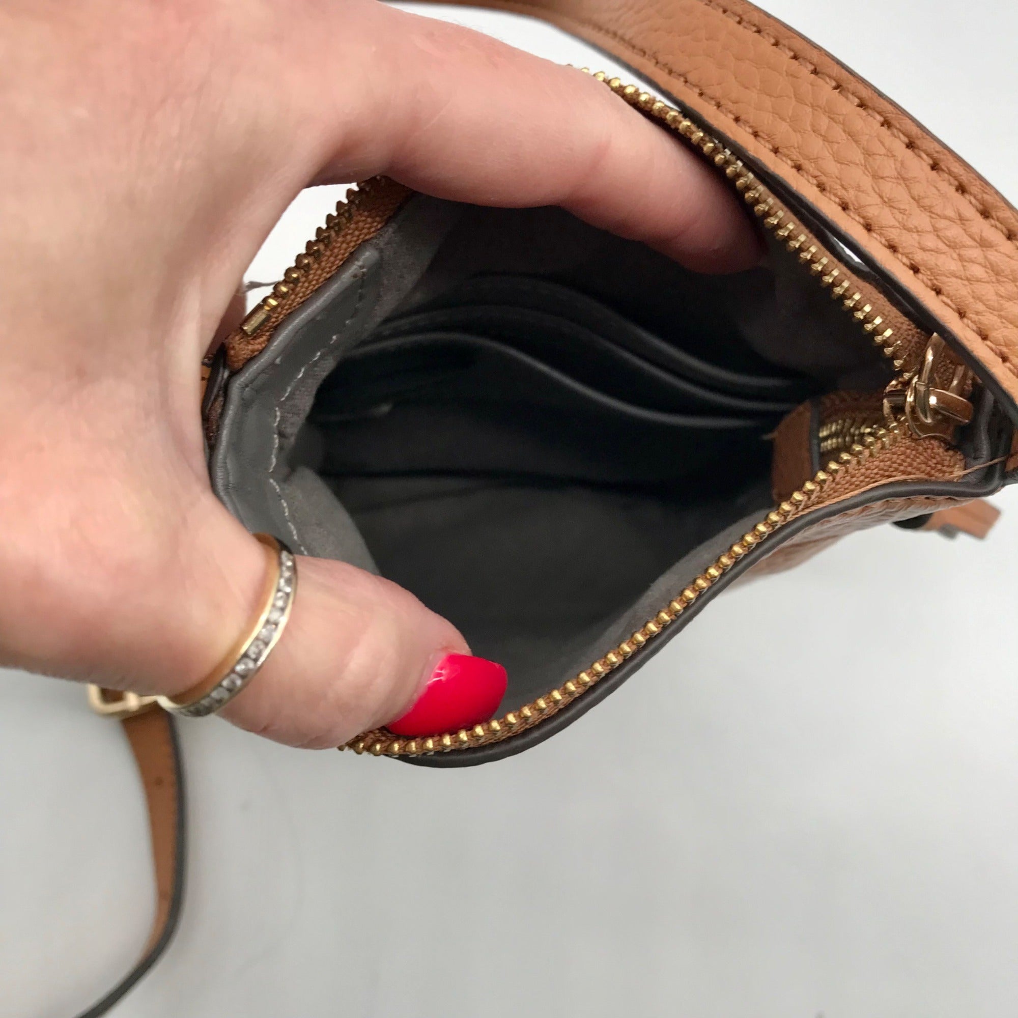 Vince Camuto Brown Pebbled Leather Kenzy Crossbody Bag