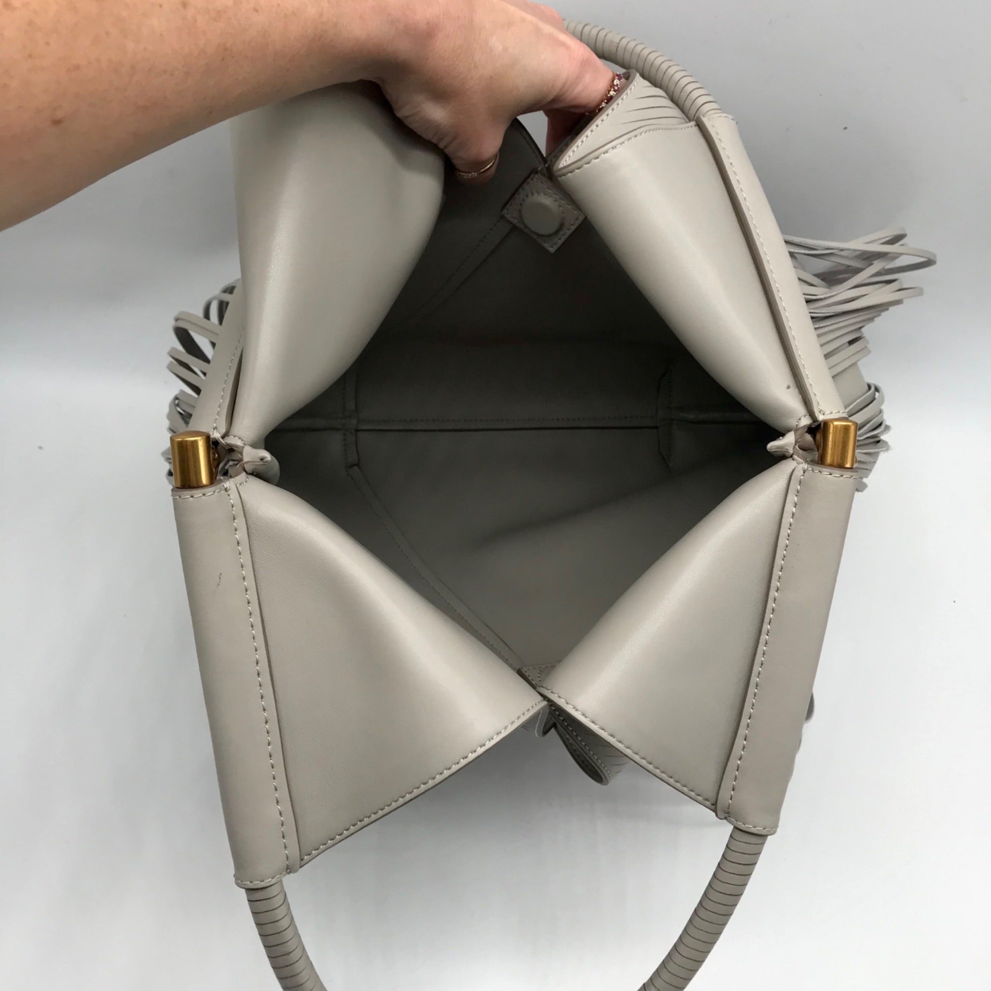 Donna Karan Gray Large Laser-Cut Shoulder Bag