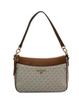 Michael Kors Vanilla And Acorn Coated Canvas Jet Set Logo Shoulder Bag