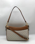 Michael Kors Vanilla And Acorn Coated Canvas Jet Set Logo Shoulder Bag
