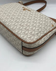 Michael Kors Vanilla And Acorn Coated Canvas Jet Set Logo Shoulder Bag