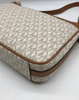 Michael Kors Vanilla And Acorn Coated Canvas Jet Set Logo Shoulder Bag