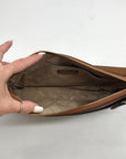 Michael Kors Vanilla And Acorn Coated Canvas Jet Set Logo Shoulder Bag
