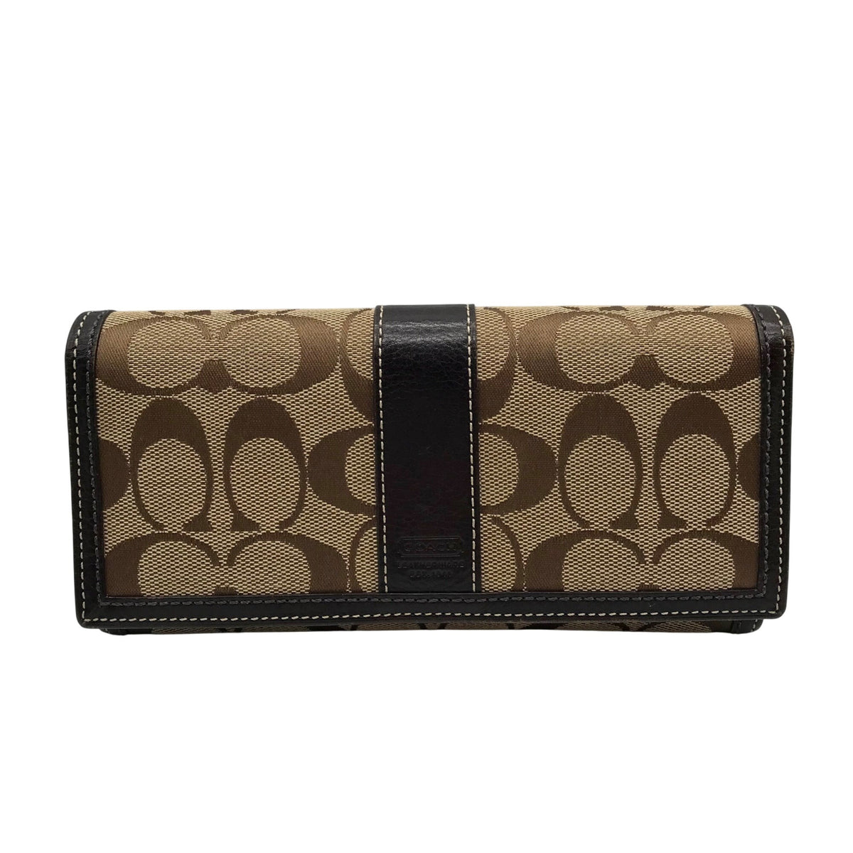 Coach Brown Canvas And Leather Monogram Trifold Wallet