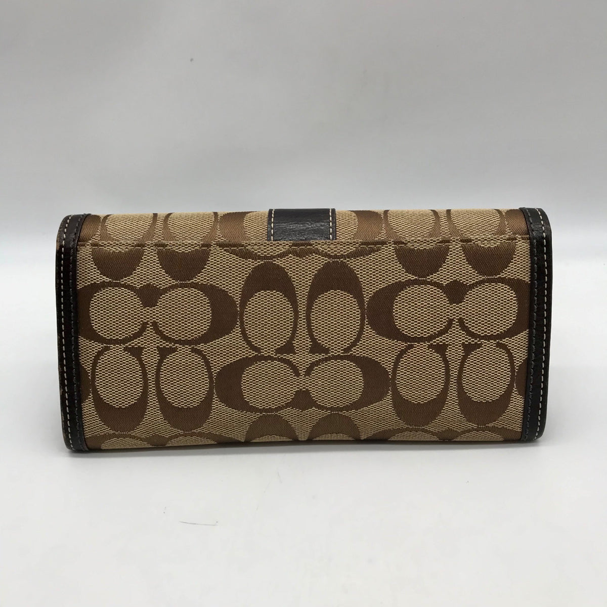 Coach Brown Canvas And Leather Monogram Trifold Wallet