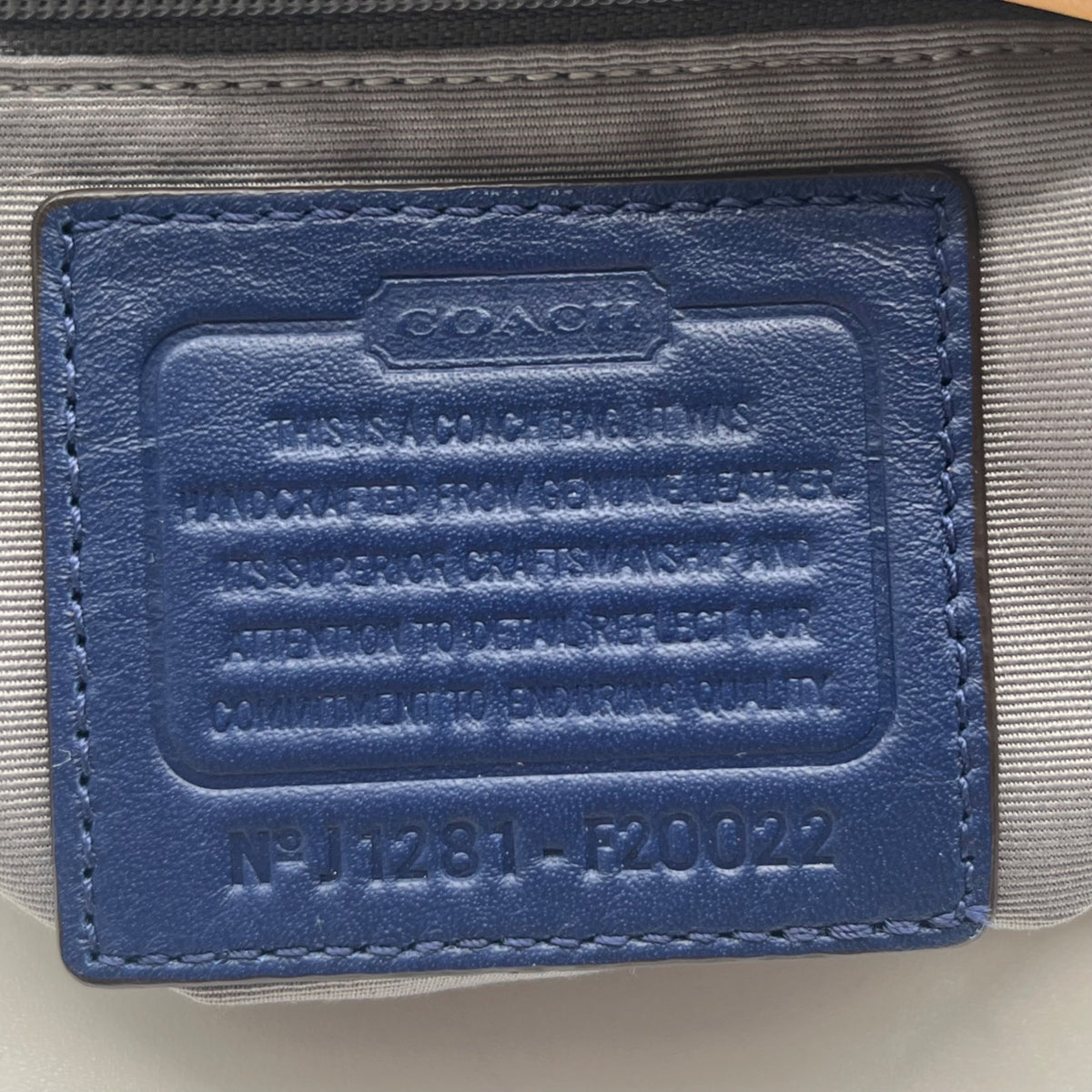 Coach Navy Blue Patent Leather Peyton Shoulder Bag-F20022