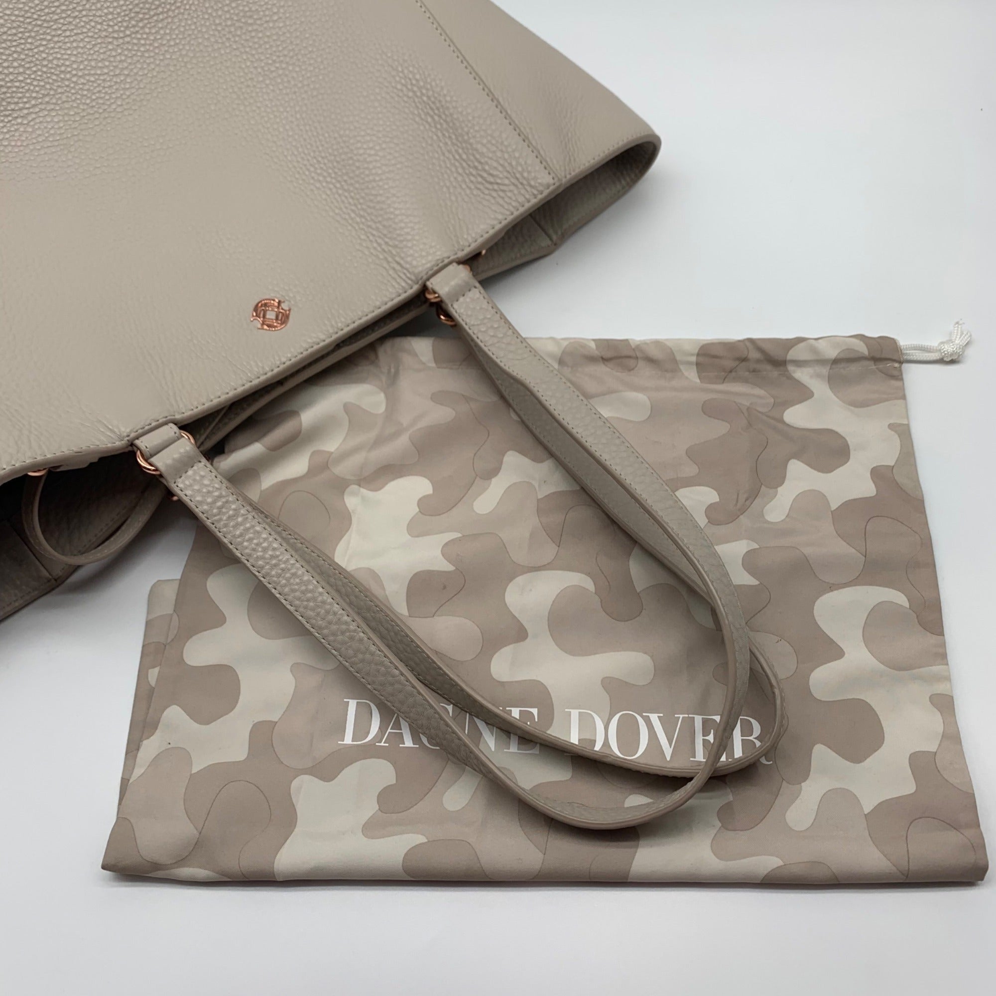 Dagne Dover Beige Leather Computer Tote Bag