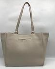 Dagne Dover Beige Leather Computer Tote Bag