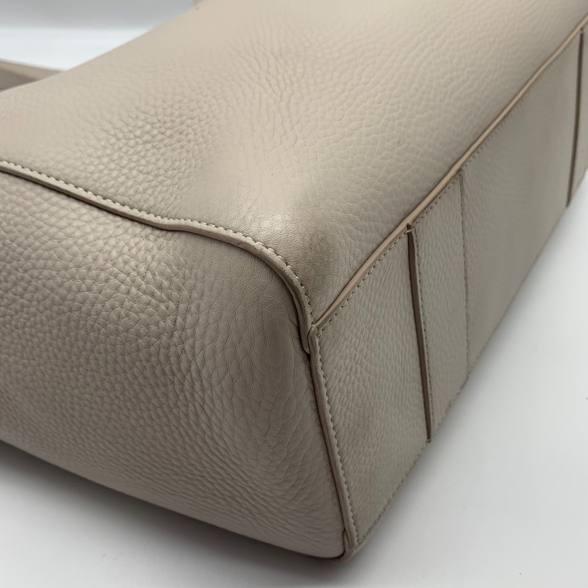 Dagne Dover Beige Leather Computer Tote Bag