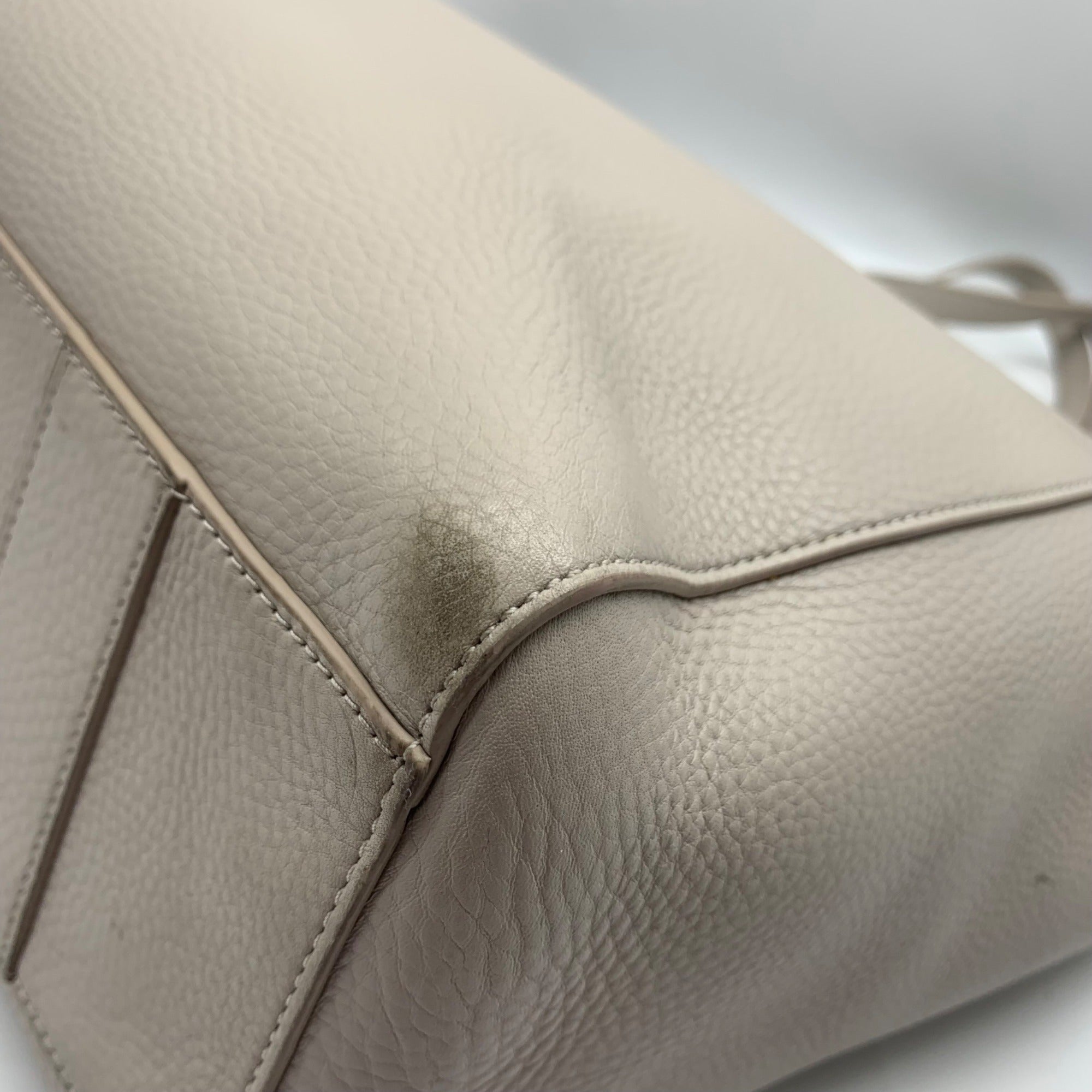 Dagne Dover Beige Leather Computer Tote Bag