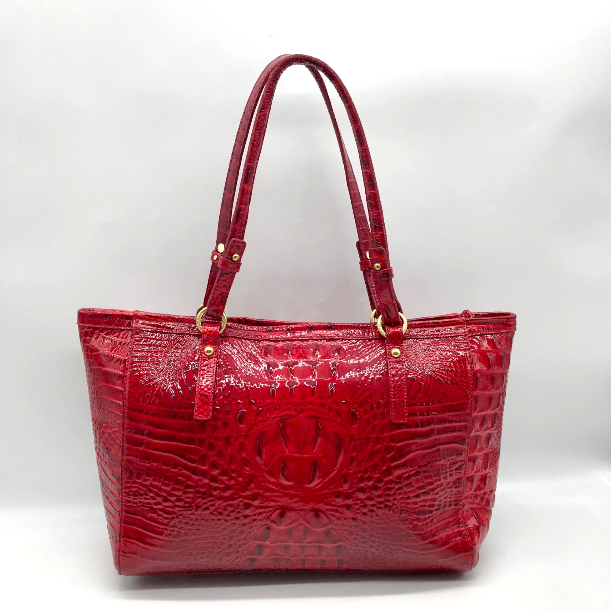 Brahmin Regal Red Mebourne Croc Embossed Asher Tote