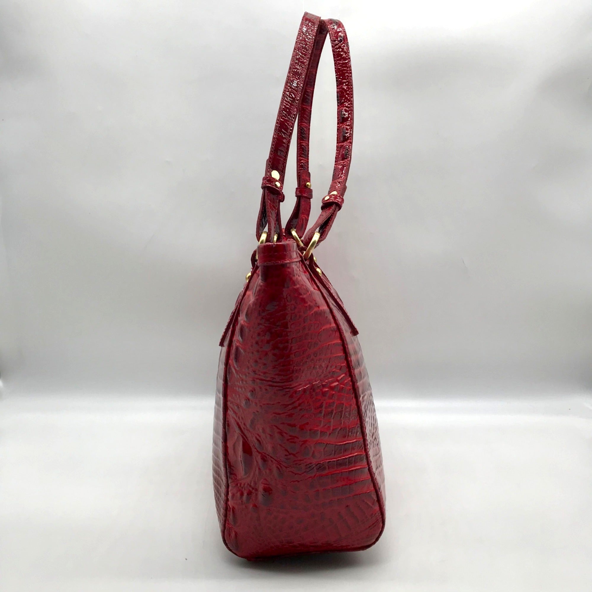 Brahmin Regal Red Mebourne Croc Embossed Asher Tote