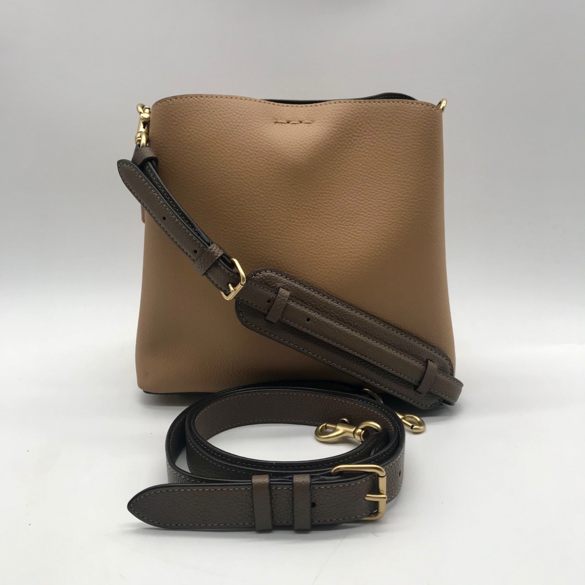 Coach Tan Pebbled Leather Charlie Bucket Bag