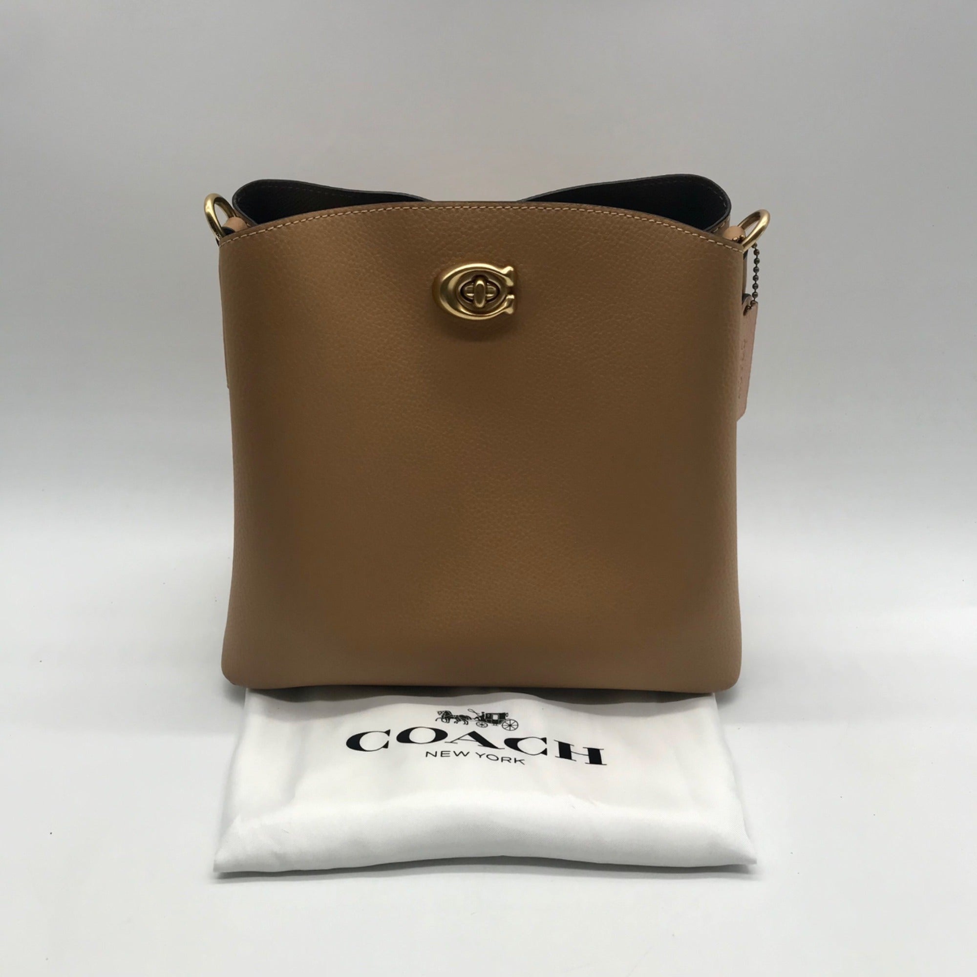 Coach Tan Pebbled Leather Charlie Bucket Bag