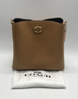 Coach Tan Pebbled Leather Charlie Bucket Bag