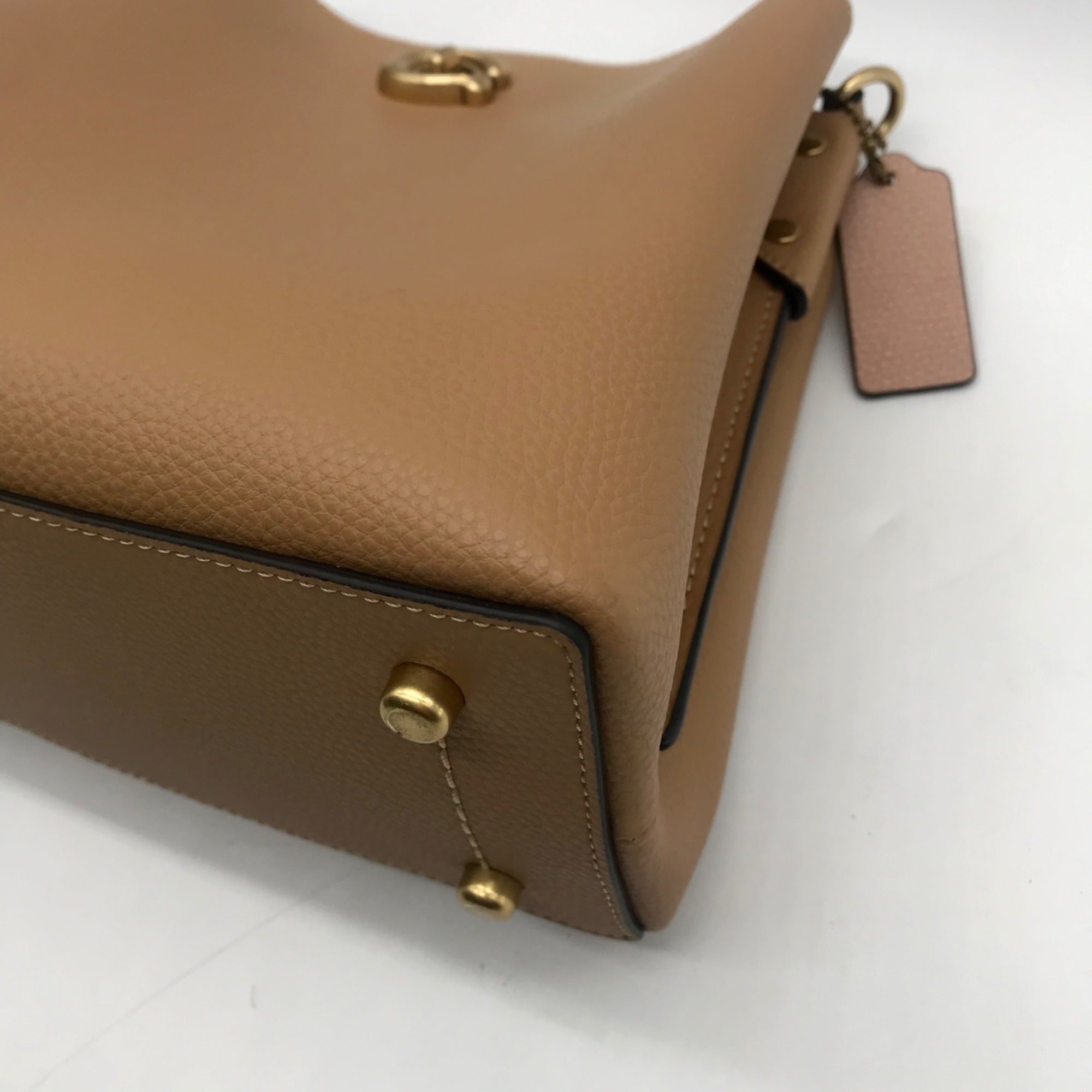 Coach Tan Pebbled Leather Charlie Bucket Bag