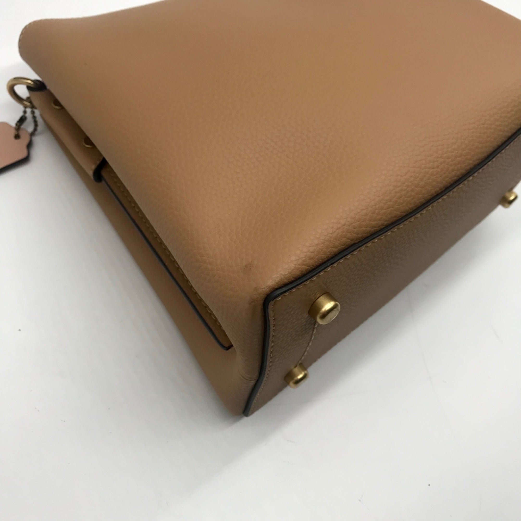 Coach Tan Pebbled Leather Charlie Bucket Bag