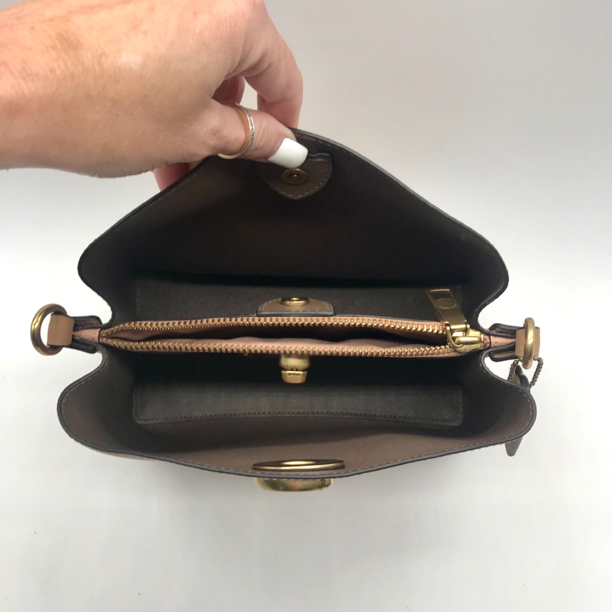 Coach Tan Pebbled Leather Charlie Bucket Bag