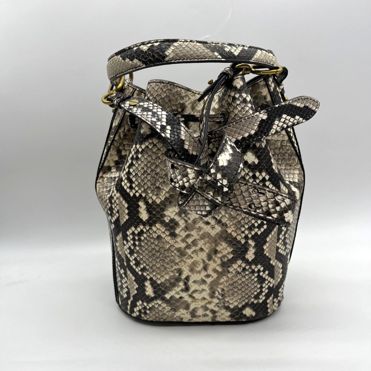 Michael Kors Snake-Embossed Leather Drawstring Bucket Bag