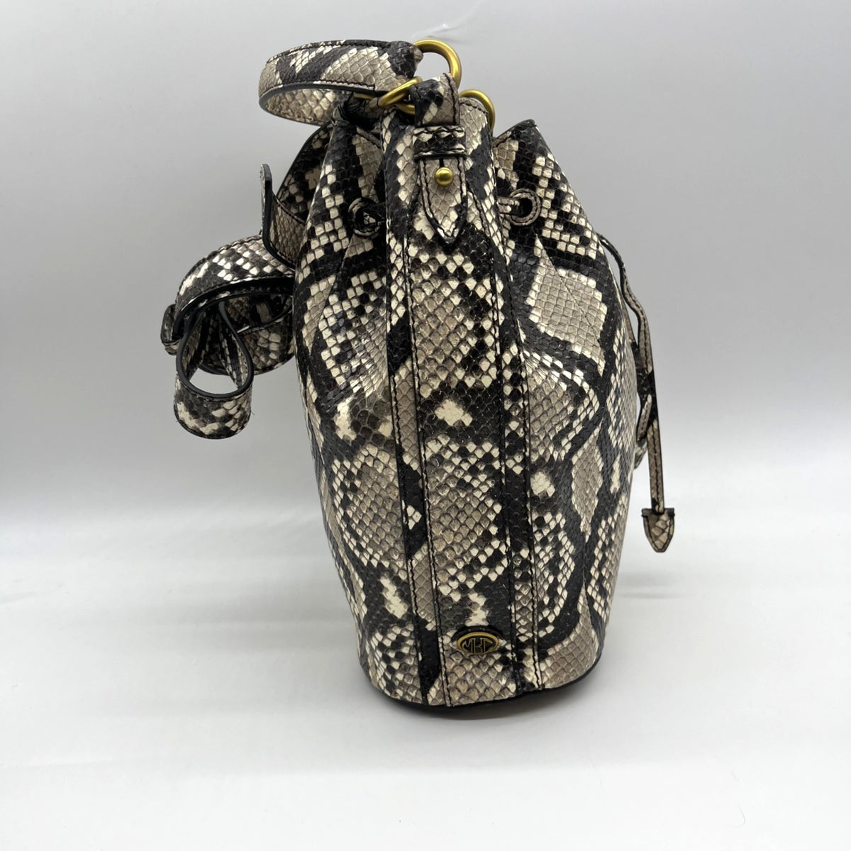 Michael Kors Snake-Embossed Leather Drawstring Bucket Bag