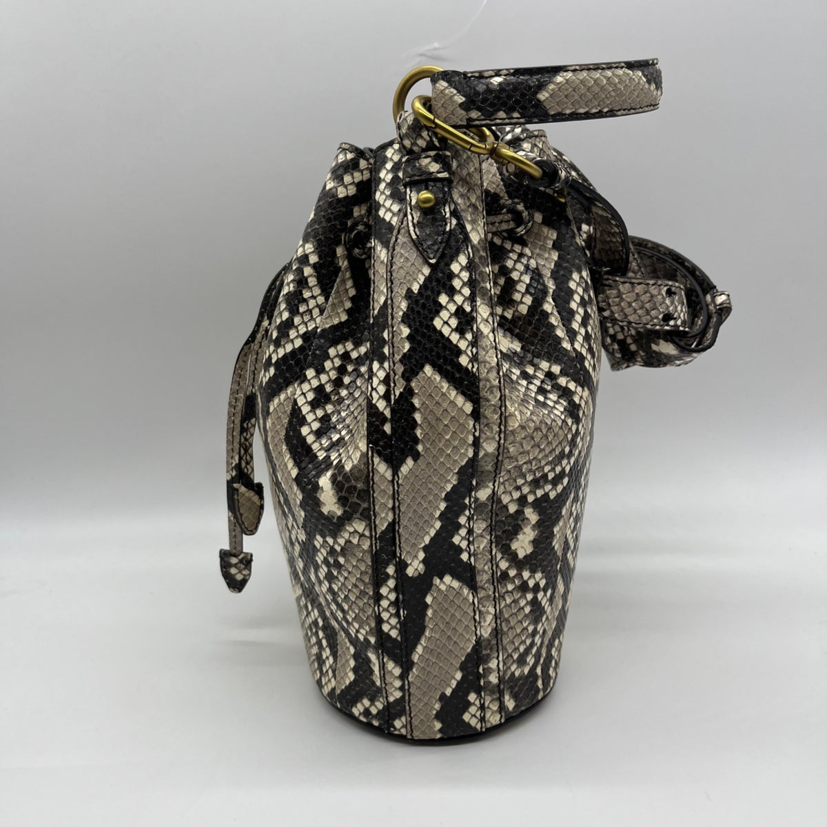 Michael Kors Snake-Embossed Leather Drawstring Bucket Bag