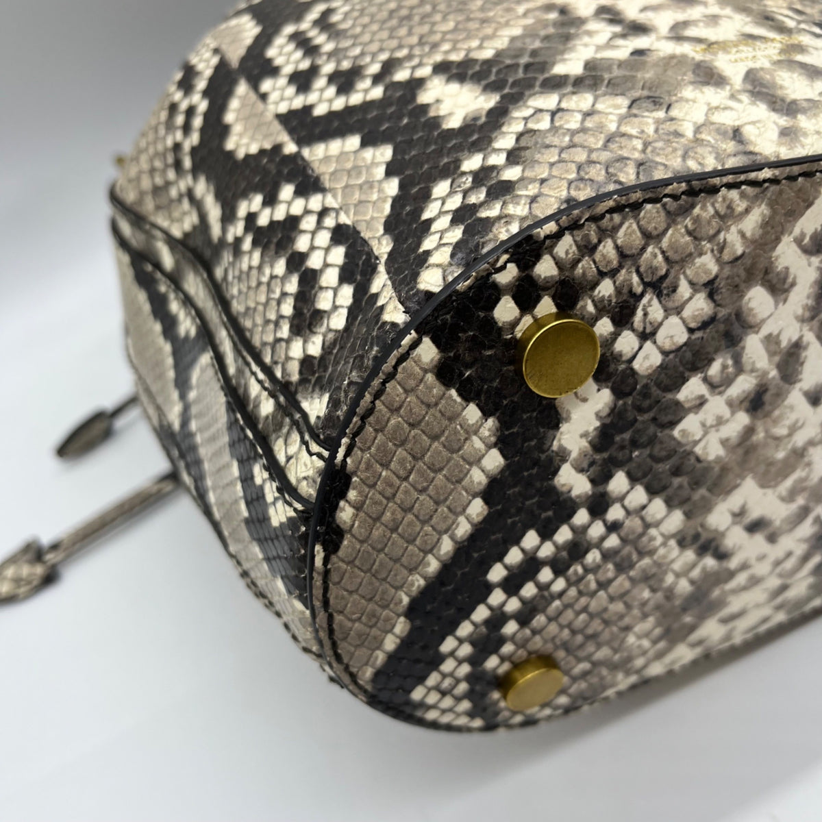 Michael Kors Snake-Embossed Leather Drawstring Bucket Bag