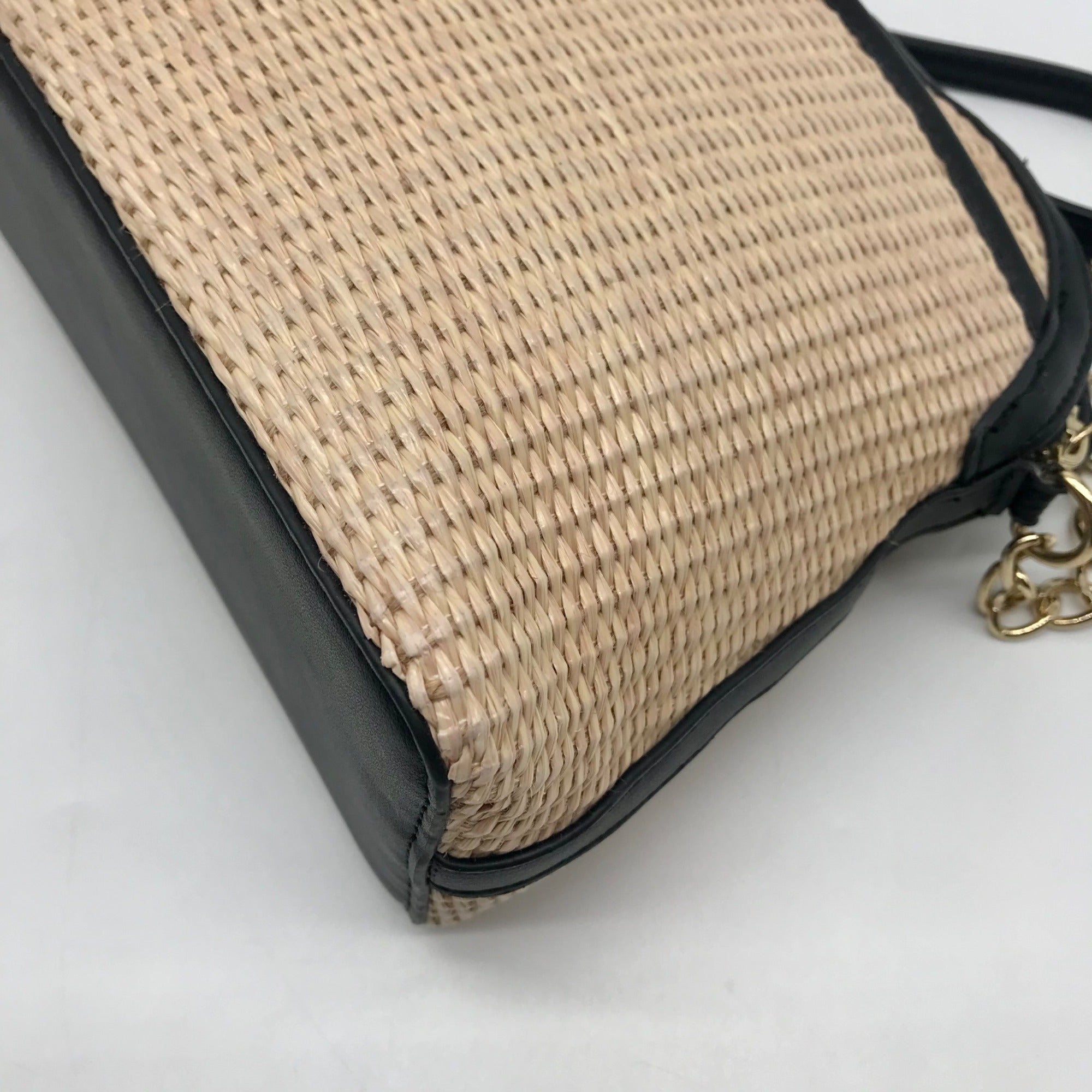 Nanette Lepore Black &amp; Neutral Thea Straw Dome Crossbody &amp; Wallet