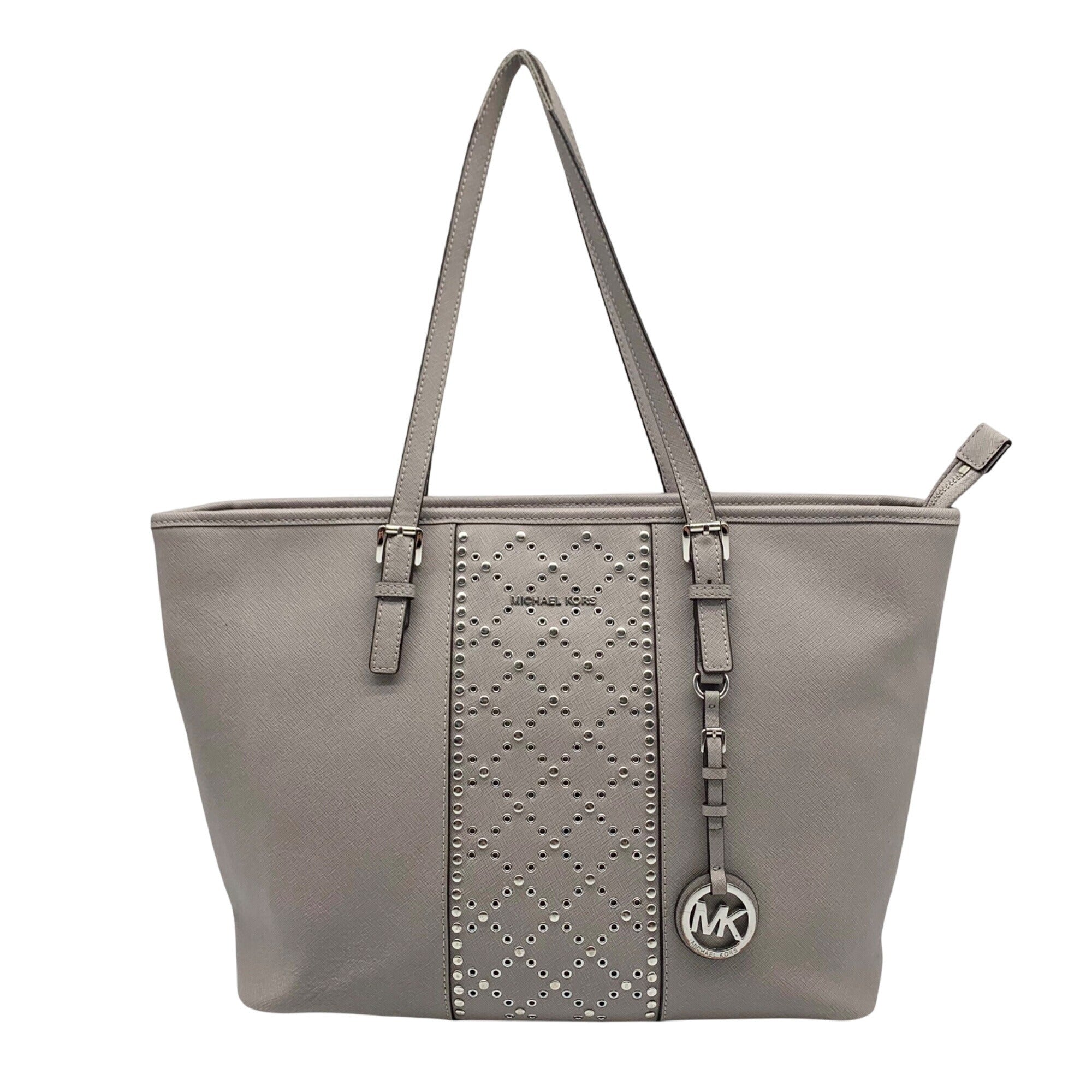 Michael Kors Gray Leather Jet Set Travel TZ Tote