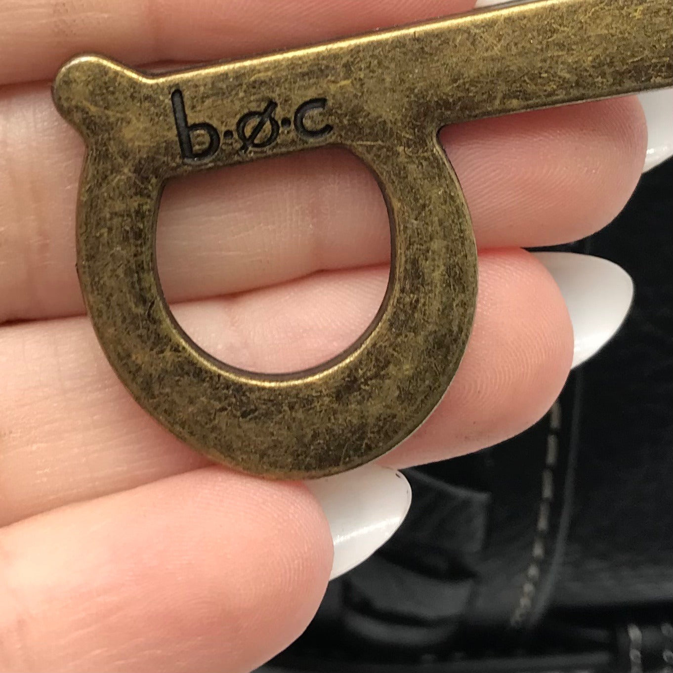 Born Concept Black Faux Leather Vintage Shoulder Bag