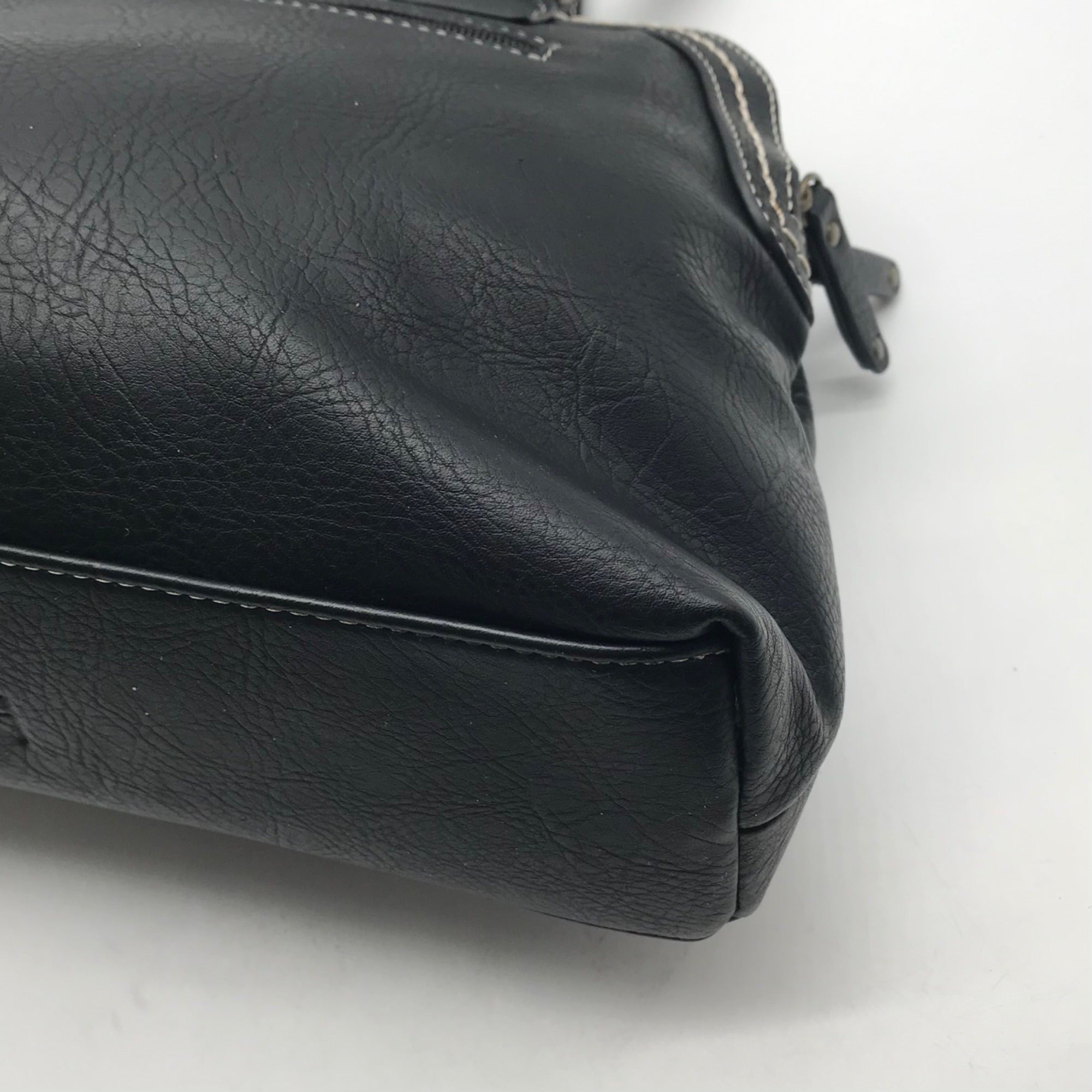 Born Concept Black Faux Leather Vintage Shoulder Bag