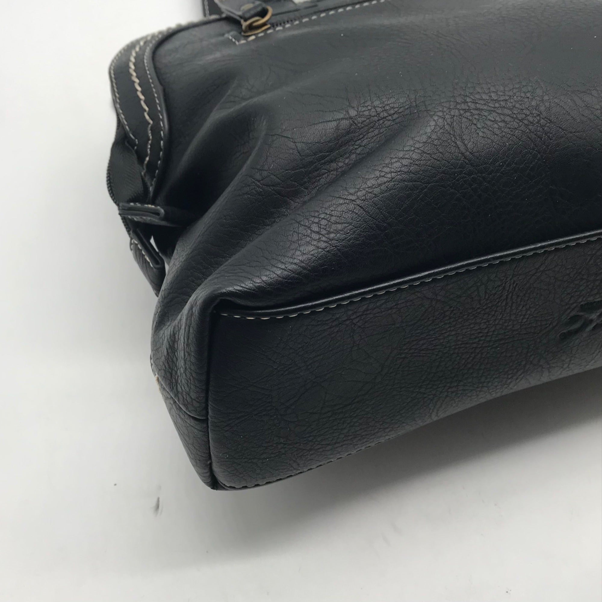 Born Concept Black Faux Leather Vintage Shoulder Bag