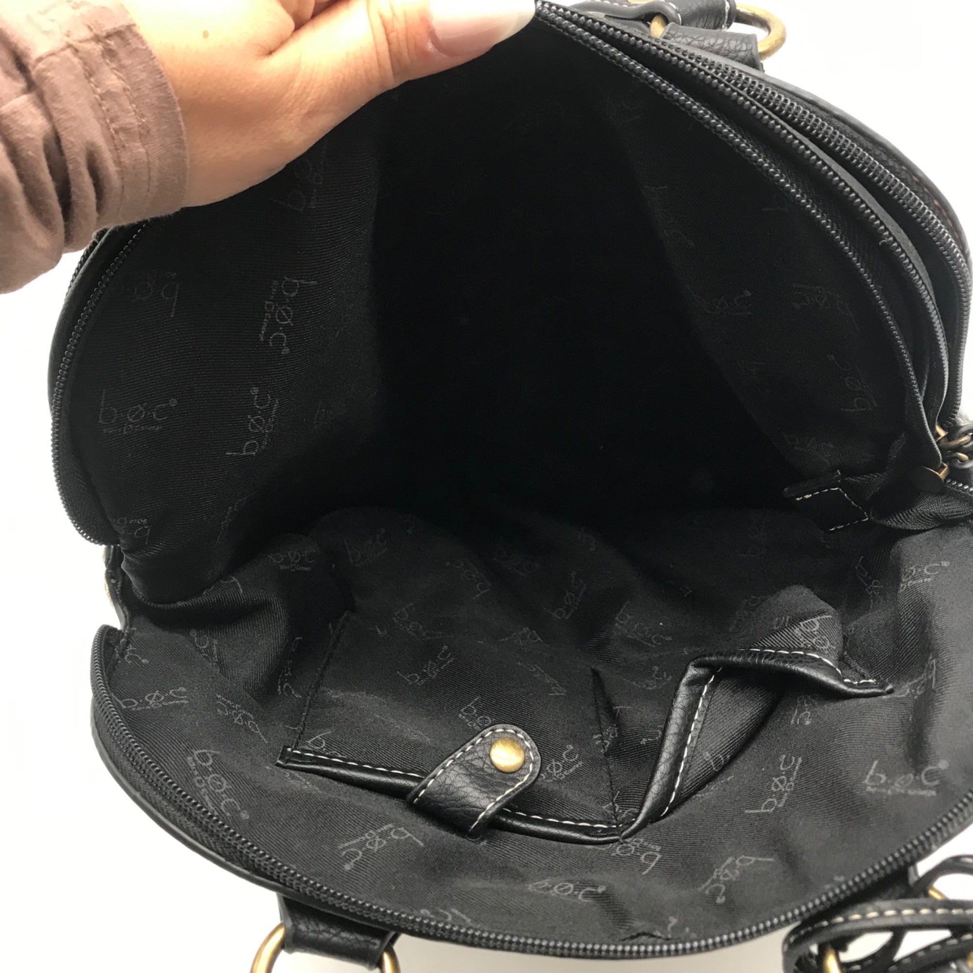 Born Concept Black Faux Leather Vintage Shoulder Bag