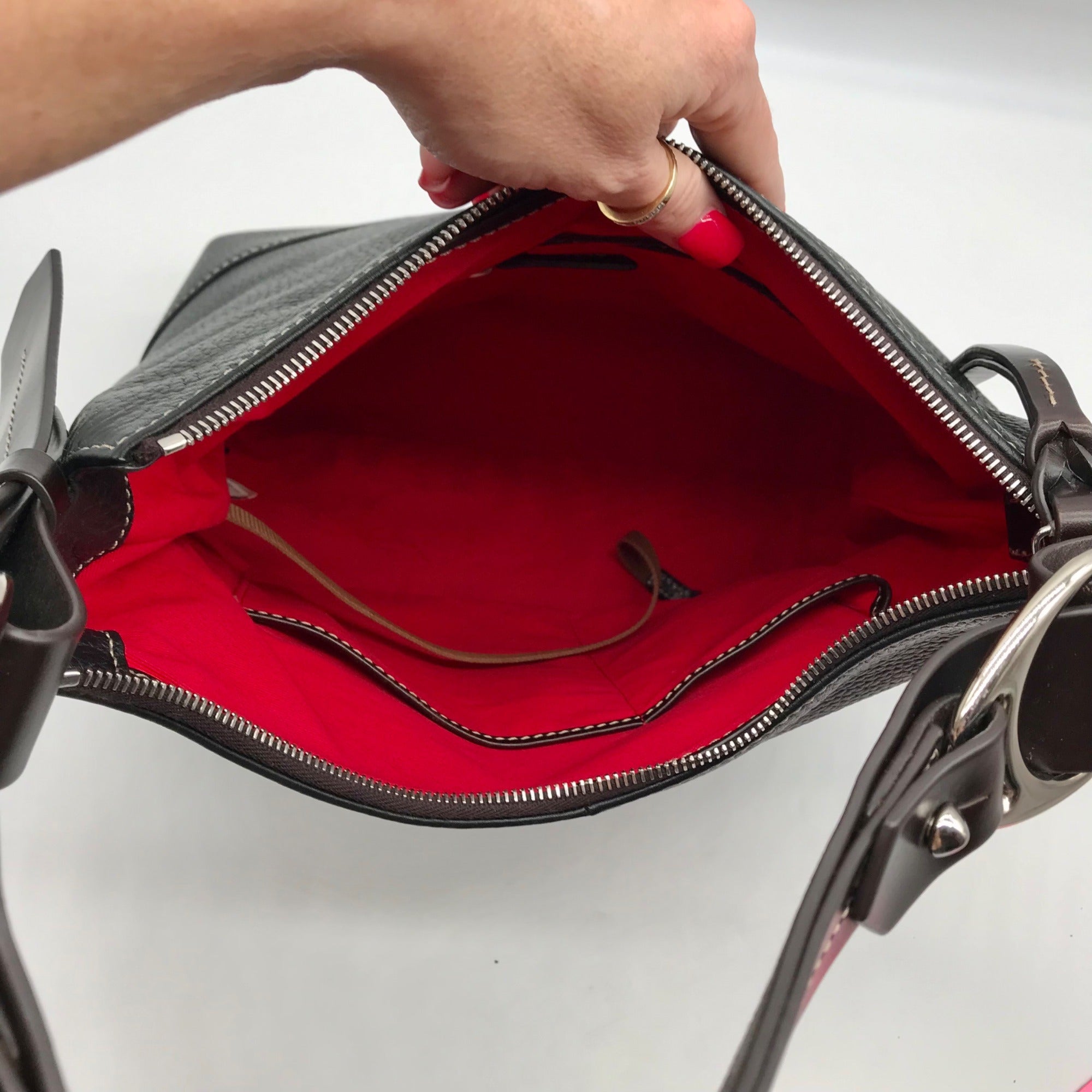 Dooney &amp; Bourke Black Pebbled Grain Leather Hobo Shoulder Bag